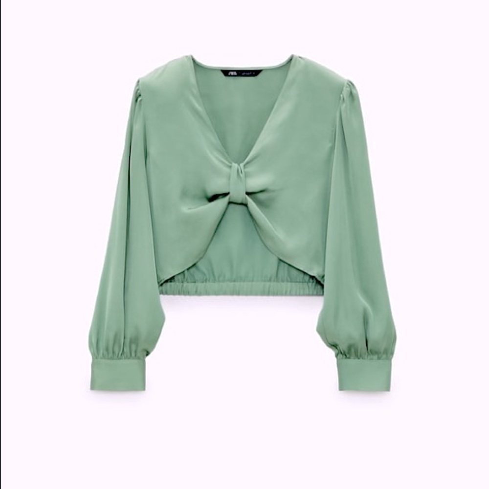 Zara KNOTTED SATIN EFFECT TOP